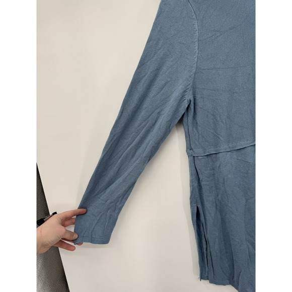 J jill wool Soft Blue Long Sleeve Tunic Top Flowy Swing Hem Casual Minimalist XL - Picture 10 of 11